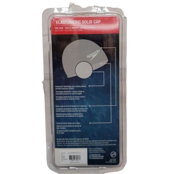 Speedo Elastomeric Solid Swim Cap Unisex One Size Silicone Black Latex Free NWT - Picture 4 of 4